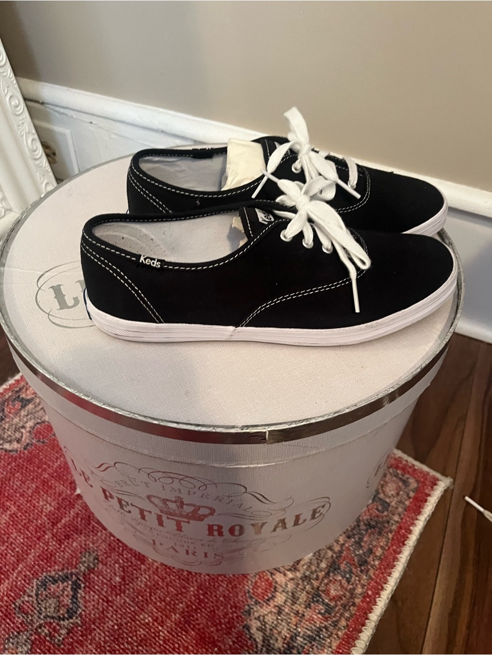 Keds Black Canvas Low-Top Sneakers with White Laces - Picture 2 of 4